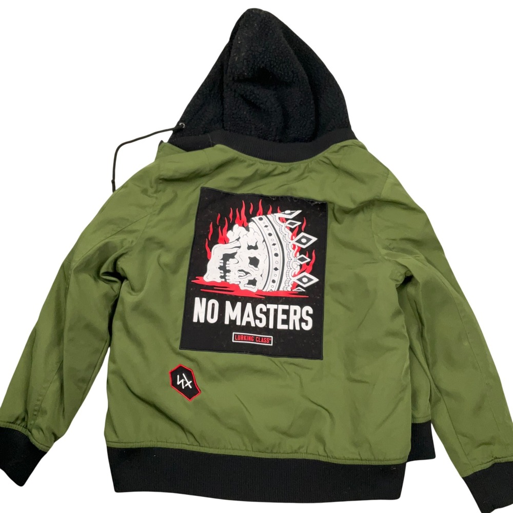 Lurking Class Bomber Jacket Mens M Green Sketchy Tank Sherpa Hood